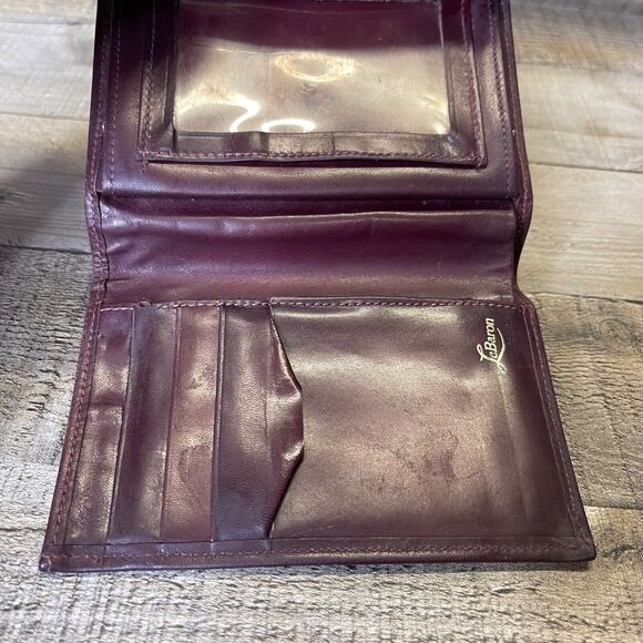 LeBaron Leather Bifold Wallet Venice Calf ID Maroon - Picture 10 of 11